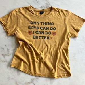 Blank‎ Paige Graphic T Shirt Anything Boys Can Do Better Mustard Yellow